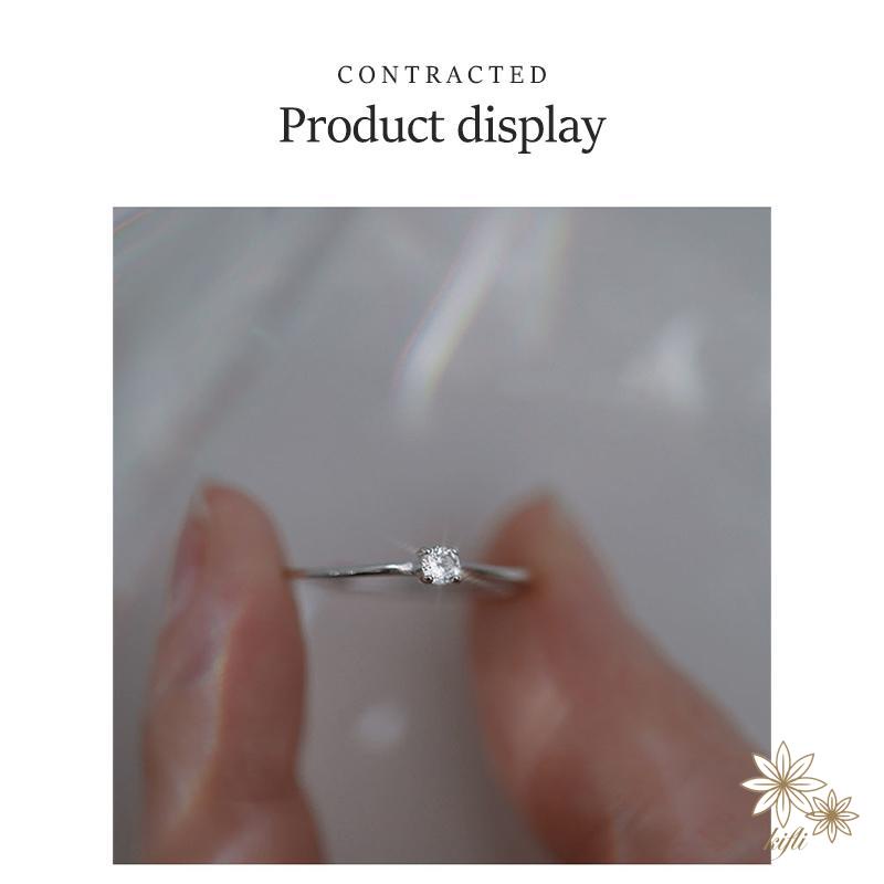 Nhẫn Hở Mạ Bạc 925 Đính Kim Cương Nhỏ Đơn Giản Sang Trọng Cho Cầu Hôn Cho Nữ