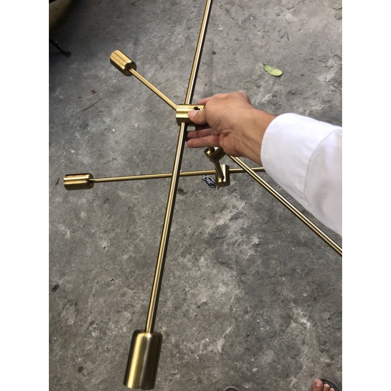 Đèn thả Trần Thả phòng khách mạ đồng 6 bóng Simple TH326