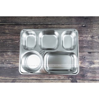 Khay Cơm Phần 4 5 Ngăn INOX Có Nắp Cao Cấp
