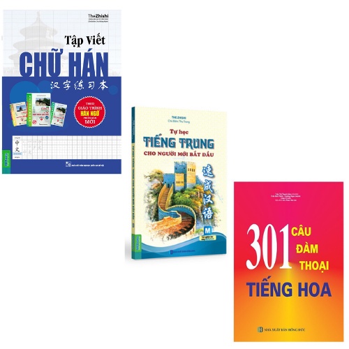 Sách - Combo Tập Viết Chữ Hán + Tự Học Tiếng Trung Cho Người Mới Bắt Đầu + 301 câu đàm thoại tiếng hoa (tái bản)