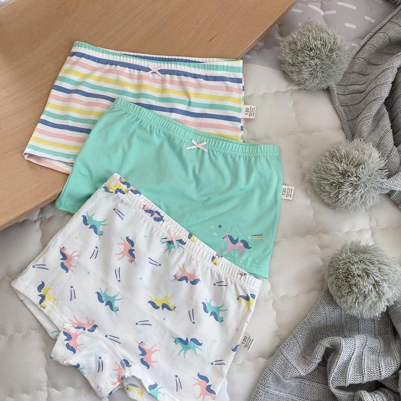 Set 3 Quần Lót Boxer Vải Cotton Không Xương Cho Bé Gái