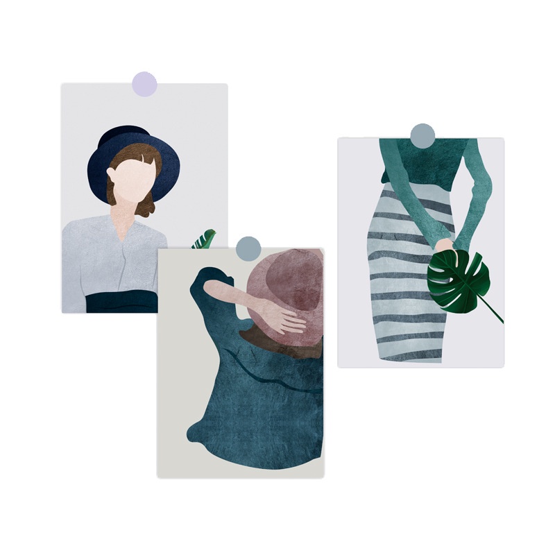 Set 3 Thẻ Giấy Trang Trí Họa Tiết Trang Trí Vintage, Retro, Trừu Tượng, Hoạt Hình Cute