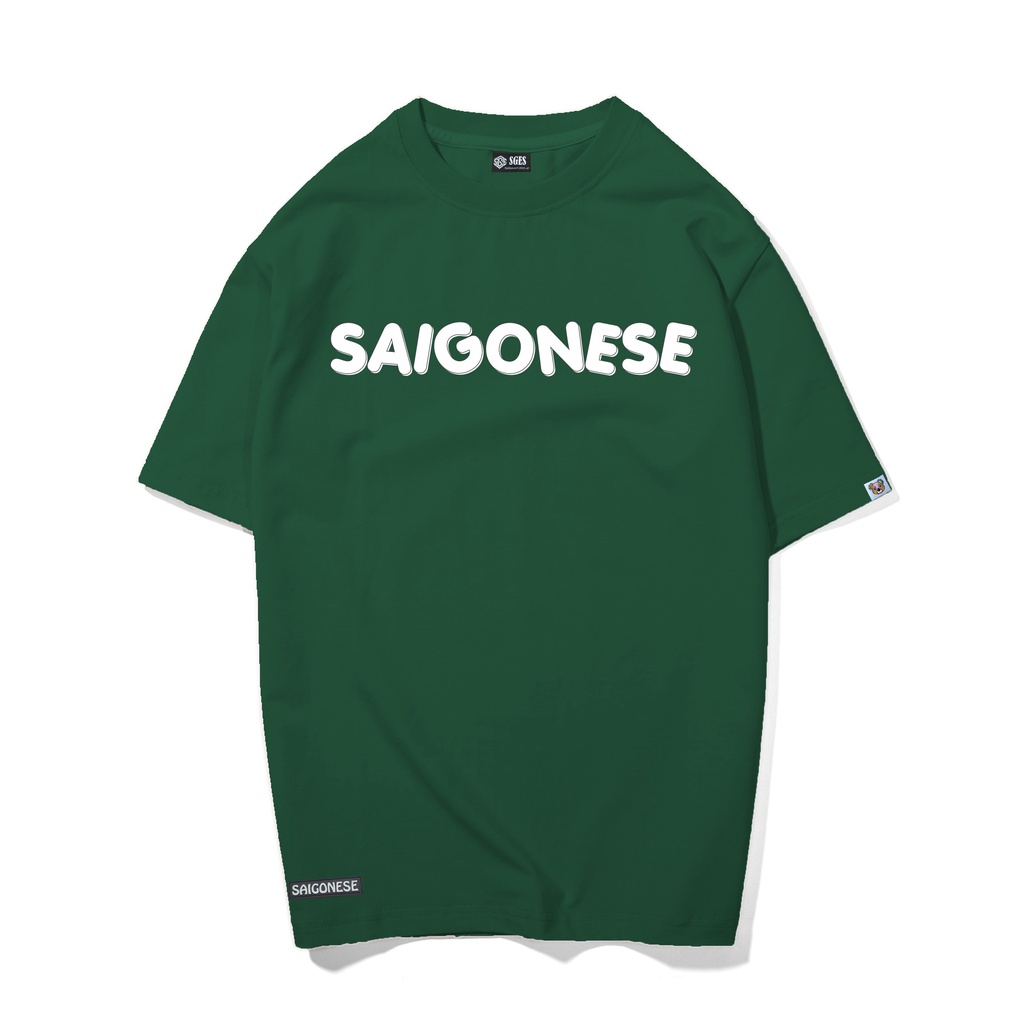 Áo Thun Phông Xanh Lá In Nổi Saigonese SGES Họa Tiết Form Rộng Tay Lỡ Unisex Nam Nữ