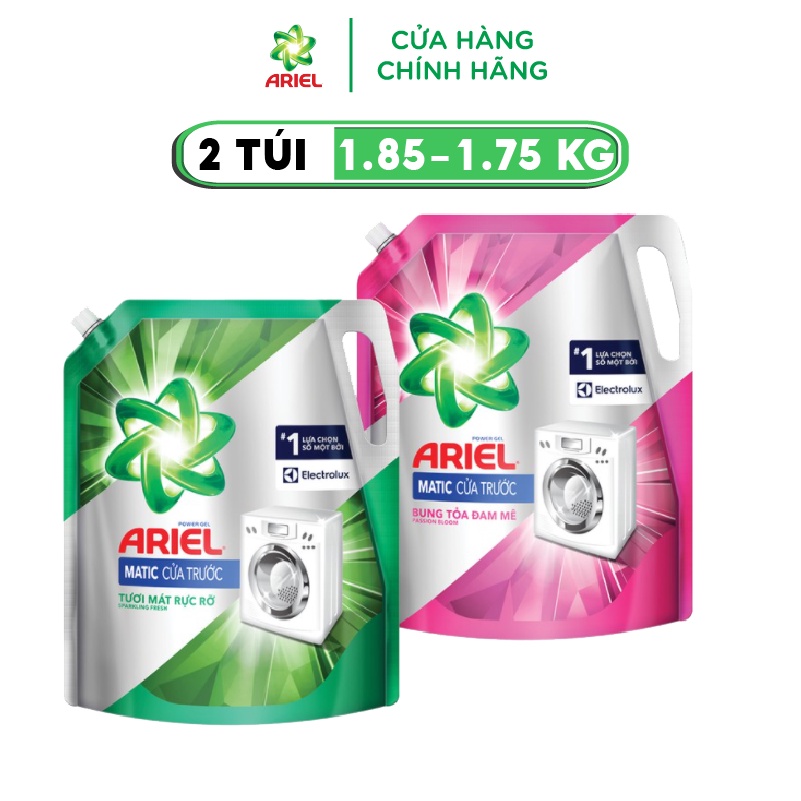 Combo 2 Túi Nước Giặt Ariel Cửa Trước Nhiều Mùi Hương Túi 1.7kg/1.55kg