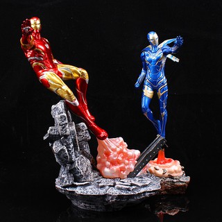 Mô hình tượng Iron man Mark 85 mk 85 + Vợ Pepper giáp Rescue, Vợ chồng Iron man trong Endgame
