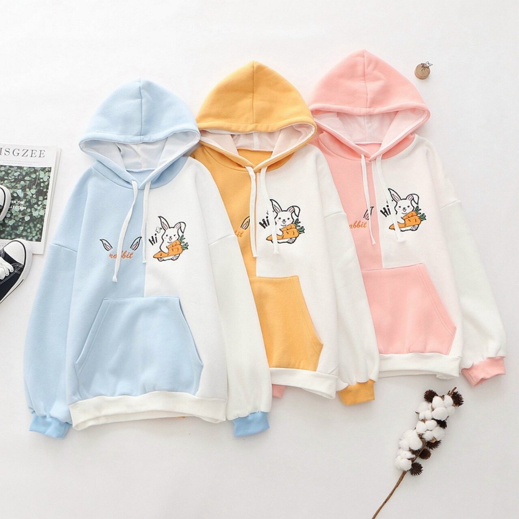 Áo khoác, áo hoodie unisex nam nữ nỉ ngoại thỏ cà rốt có túi siêu cute năng động thời trang học đường