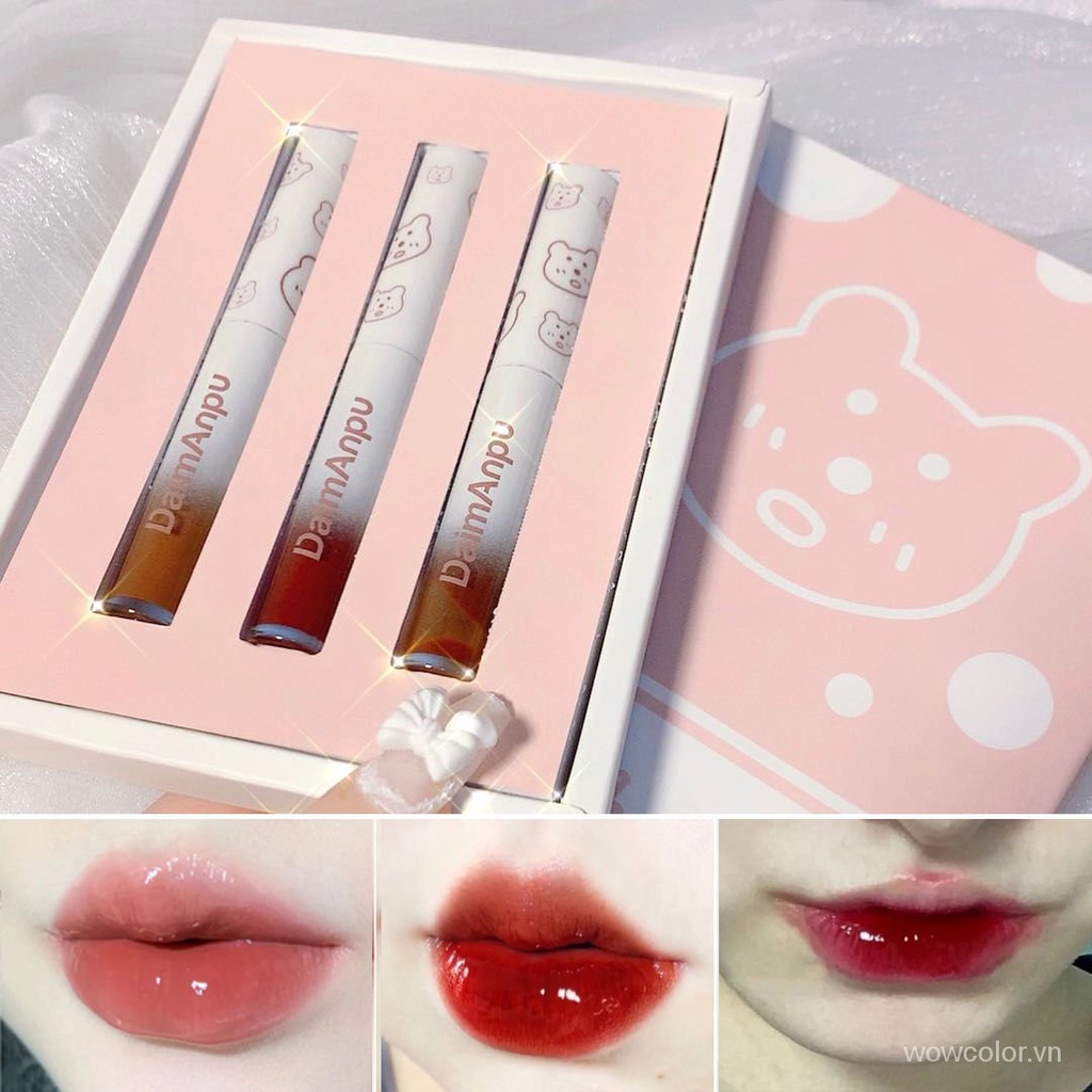 [Hàng mới về] Bộ 3 Son Môi DMP Lâu Trôi Chống Thấm Nước Thiết Kế Vỏ Hình Gấu Bắc Cực Dễ Thương