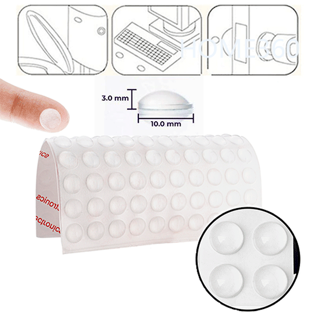 Gói 50 tấm đệm cao su trong suốt tự dính giảm âm chống va chạm cho ngăn kéo/cửa tủ/mặt bàn/tủ đựng chén đĩa/khung ảnh