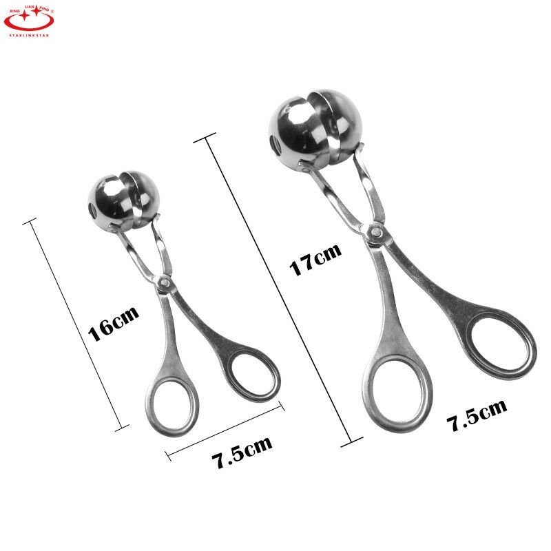 Muỗng kẹp làm thịt viên hình tròn kích thước nhỏ và lớn sáng tạo bằng thép không gỉ nhanh gọn tiện lợi
