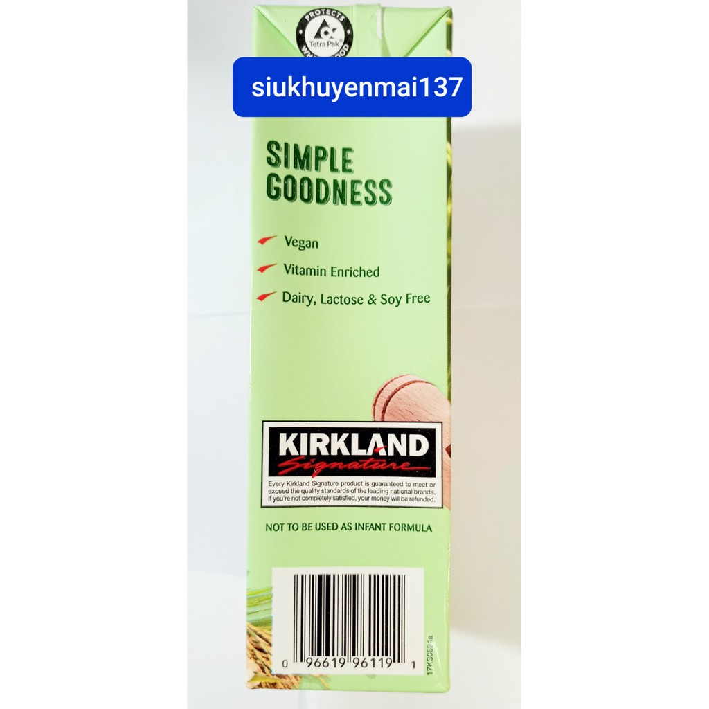 Sữa gạo kirkland Organic không đường 946ml 1 hộp, USA