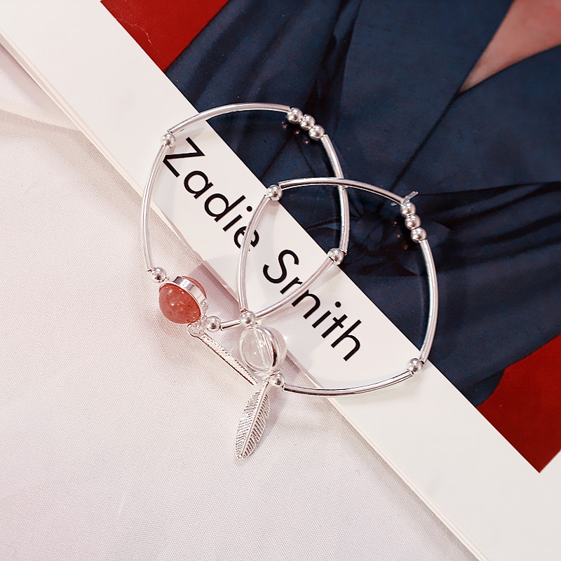 Vòng Tay Đính Hạt Lông Vũ Đơn Giản Thời Trang Hàn Quốc