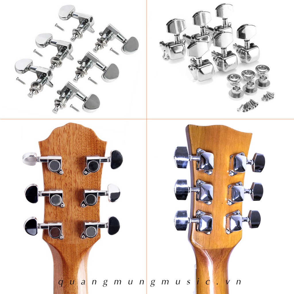 Bộ 6 Khóa Đàn Guitar Acoustic Cao Cấp Chống Rỉ (đầy đủ ốc vít)