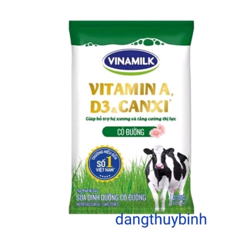 Sữa bịch Vinamilk 220ml có đường/không đường/ít đường