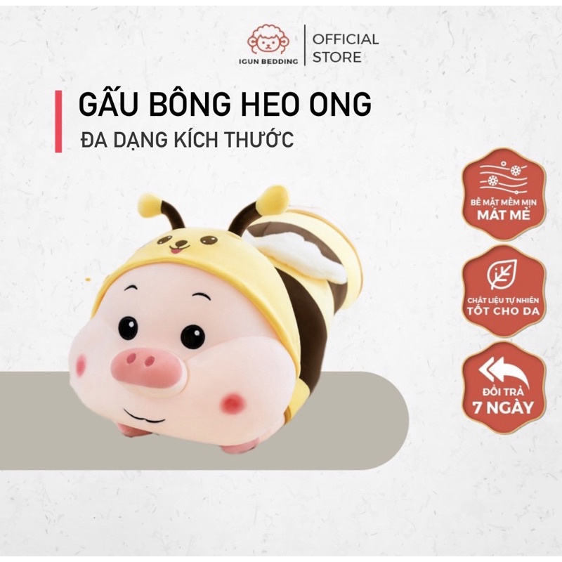 gấu bông heo ong IGUN BEDDING size từ 80cm-1m2