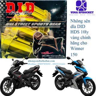Nhông Sên Dĩa DID HDS Cho Winner 150 10 ly Màu Vàng Có Mã Code Kiểm Tra Chính Hãng