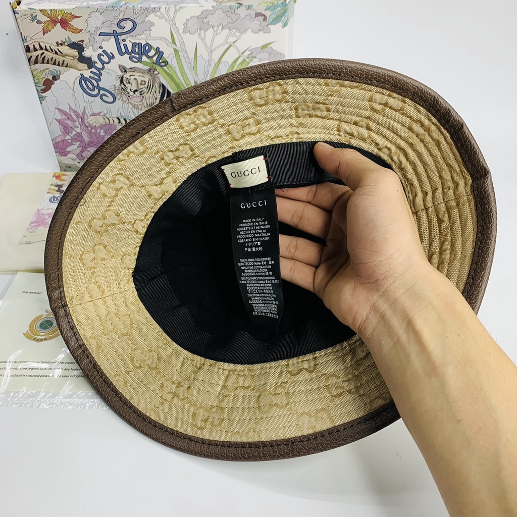 Nón vành tròn , Mũ bucket Gc logo da dập chữ full box hộp cực đẹp