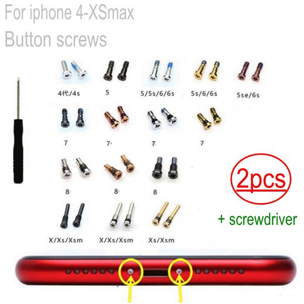 Bộ 2 Ốc Vít Kết Nối Dưới Cho Iphone Xs Max X Xr 8 5s 5c 5g 4 4s 6 6s 7p 7 Plus
