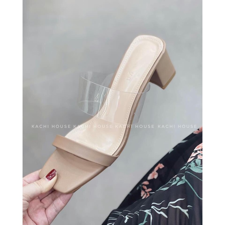 Giày Sandal Cao gót quai meka trong thiết kế xinh xắn, Guốc dép cao gót đế vuông 7 phân G25