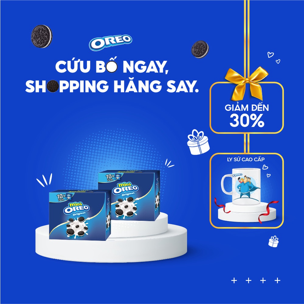 [Giảm 10K cho đơn từ 99K] Combo 2 hộp bánh quy sôcôla OREO mini vị vani 2x204g