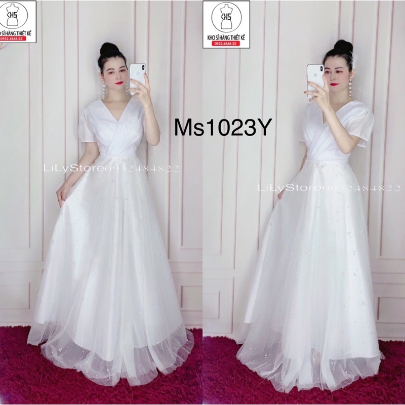 ĐẦM MAXI MẶC CƯỚI LƯỚI KIM TUYẾN MS1023y full size S/M/L/XL (ẢNH VÀ VIDEO DO CHỦ SHOP TỰ QUAY1000%)