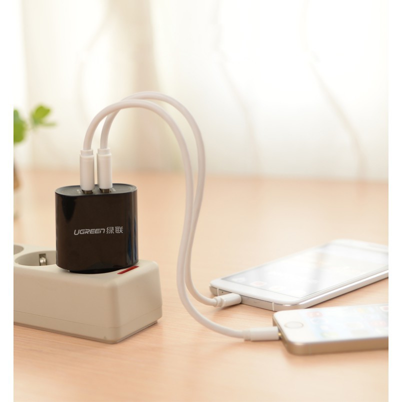 Củ sạc 2 cổng USB 2.0, hỗ trợ tổng dòng sạc 3A  UGR CD104