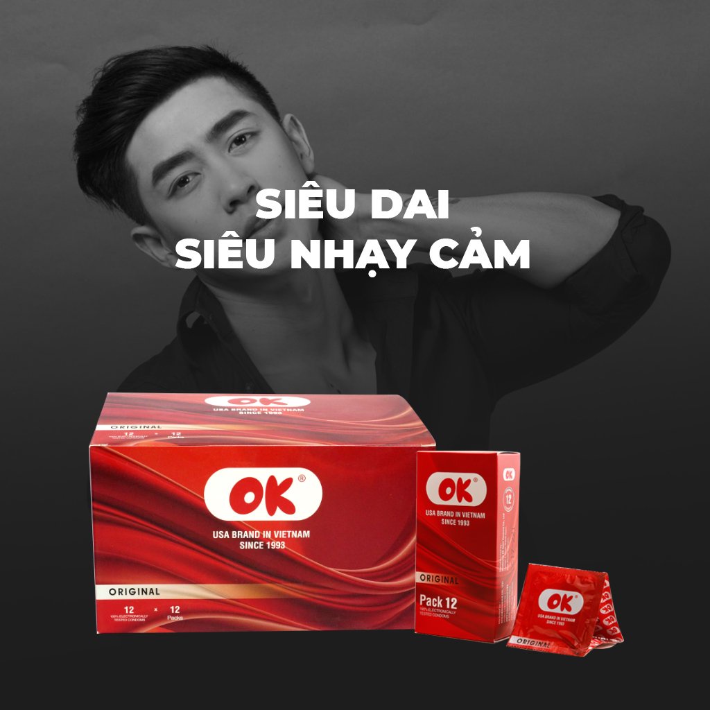 Bao cao su OK không mùi original – hộp 144 cái (12 hộp nhỏ)