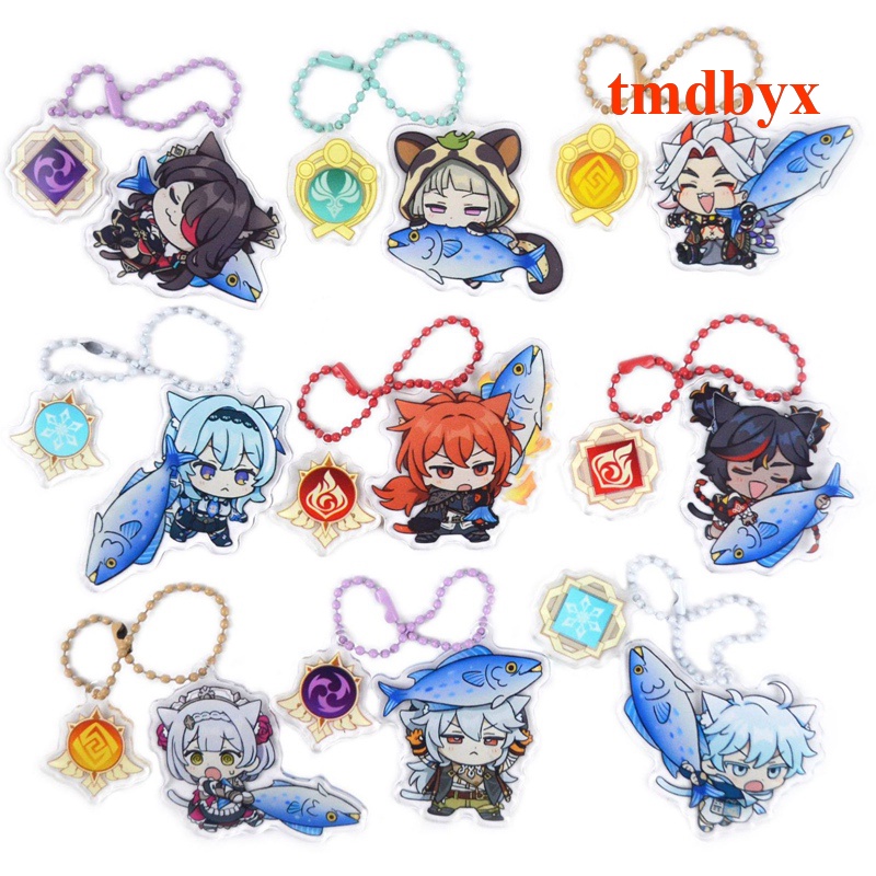 Tmdbyx Móc Khóa Acrylic Hình Nhân Vật Anime Xiao Ningguang Zhongli Hu Tao