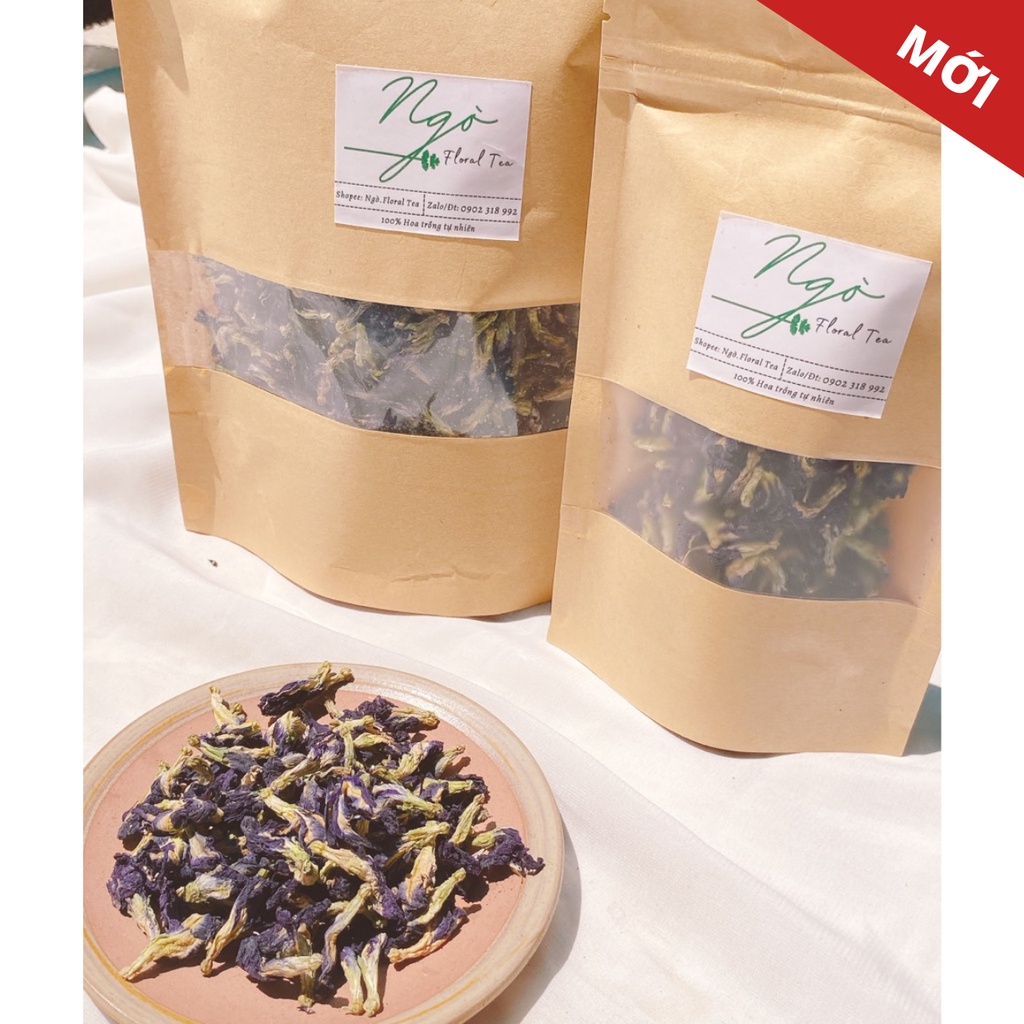 Trà hoa đậu biếc, dùng tạo màu tự nhiên cho thực phẩm, (Gói 25g, 50g,100g), giúp thanh nhiệt, tốt cho sức khỏe