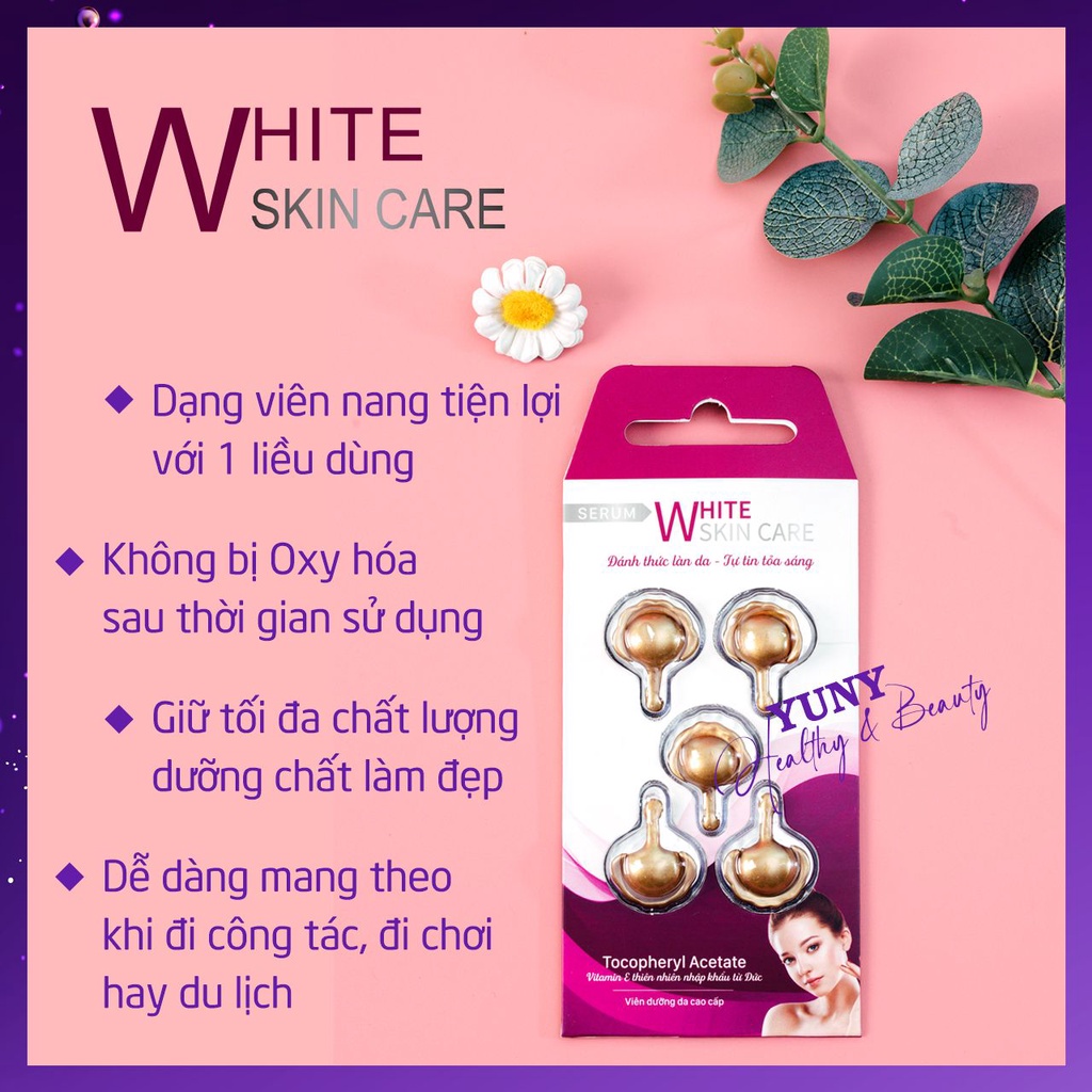 Serum trắng da White Skin Care VAK tinh chất dưỡng ẩm chống lão hoá da mặt mờ nám, hộp 30 viên