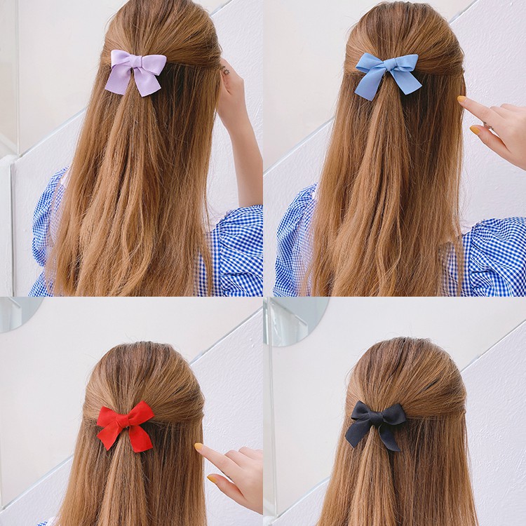 Kẹp tóc đính nơ phong cách ngọt ngào đáng yêu cho nữ