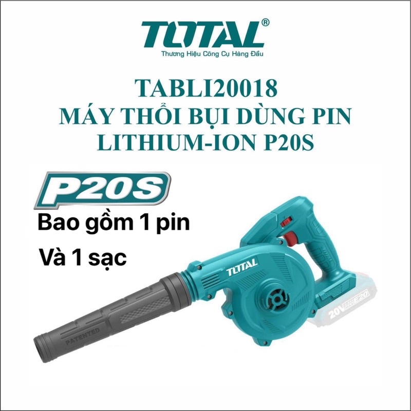 TOTAL Máy thổi bụi dùng Pin TABLI200181 bao gồm pin và sạc (Cam kết Chính Hãng 100%)