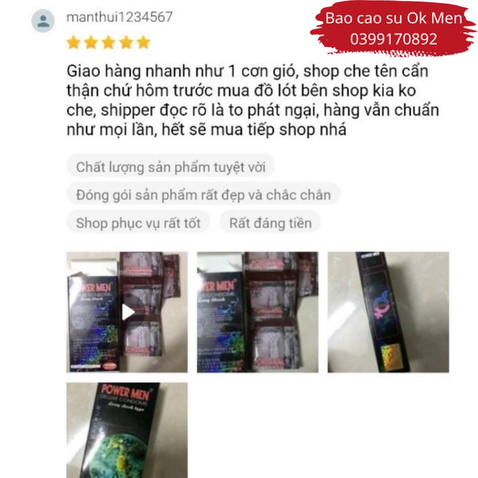 Bao Cao Su Power Men Cá Ngựa Long Shock Type, BCS Kéo Dài Thời Gian, Gân Gai Hộp 12BCS