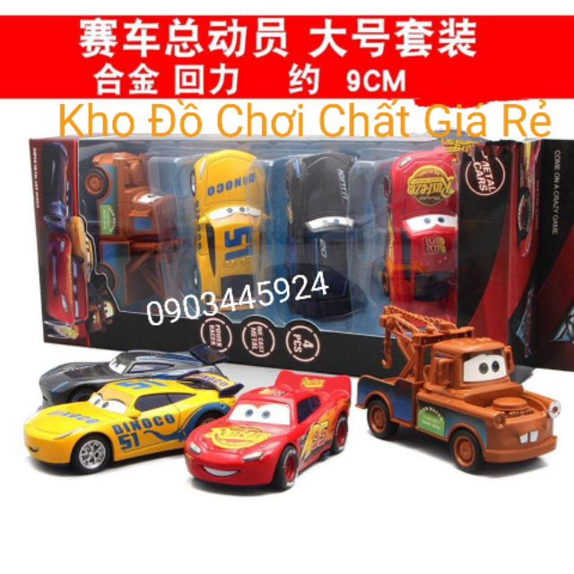 Set 4 xe ô tô Lightning McQueen bằng sắt có Ảnh Thật