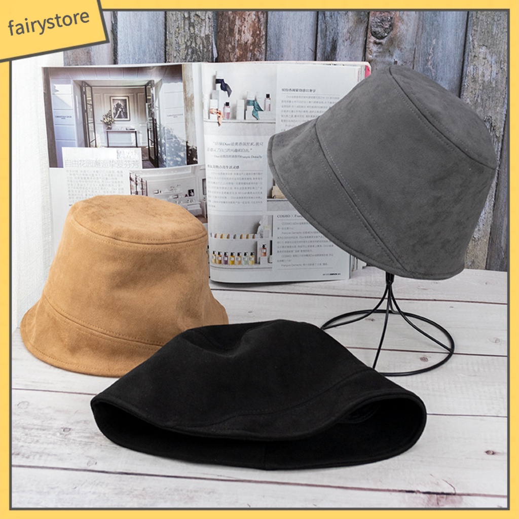 Nón bucket bằng da lộn thời trang thu đông cho cả nam và nữ