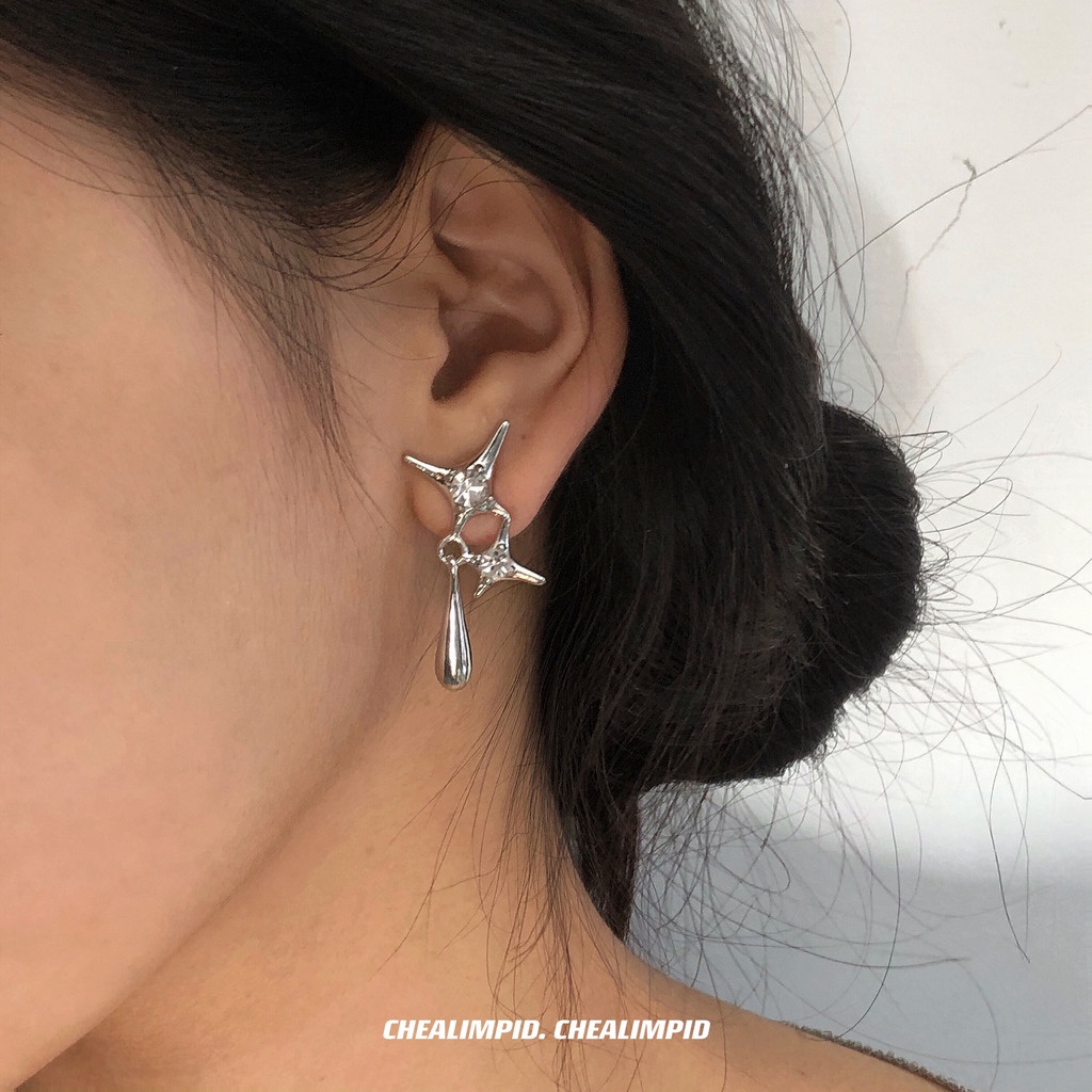 Khuyên Tai Hình Giọt Nước Phong Cách punk Thời Trang