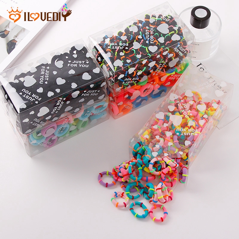 Bộ 100 dây cao su buộc tóc màu sắc xinh xắn kiểu Hàn Quốc cho bé gái
