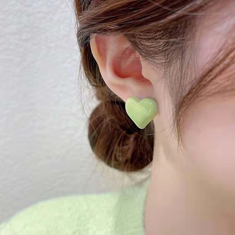 Bông Tai Hợp Kim Hình Trái Tim Màu Sắc Kẹo Ngọt VANES1