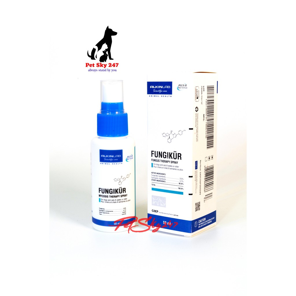 Alkin Fungikur Dùng Cho Nấm, Da Viêm, Da Ngứa, Da Rụng Lông Chai 50ml