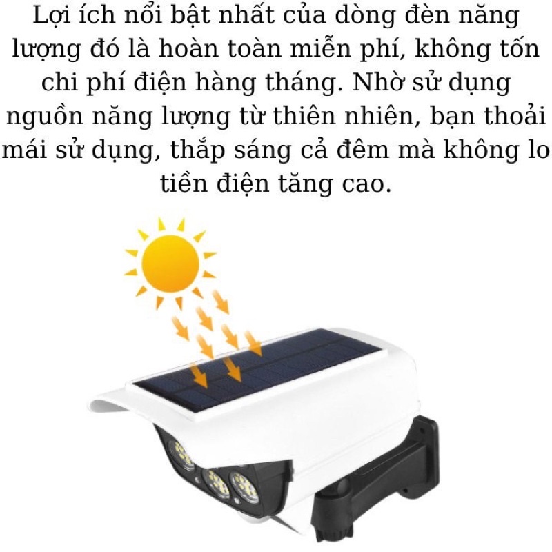 Đèn Năng Lượng Mặt Trời Hình Giả Camera Chống Trộm Tặng Kèm Điều Khiển, Chống Nước, Tiết Kiệm Điện