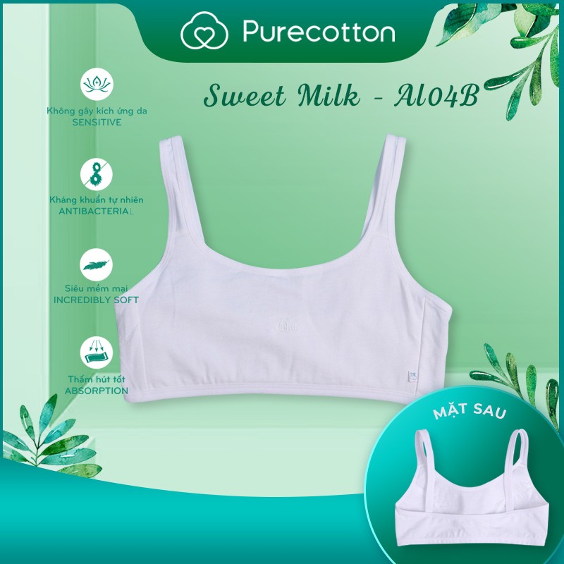 Áo lá học sinh Purecotton cho bé gái mới lớn chất liệu cotton cao cấp kiểu dáng chui đầu không đệm PC001