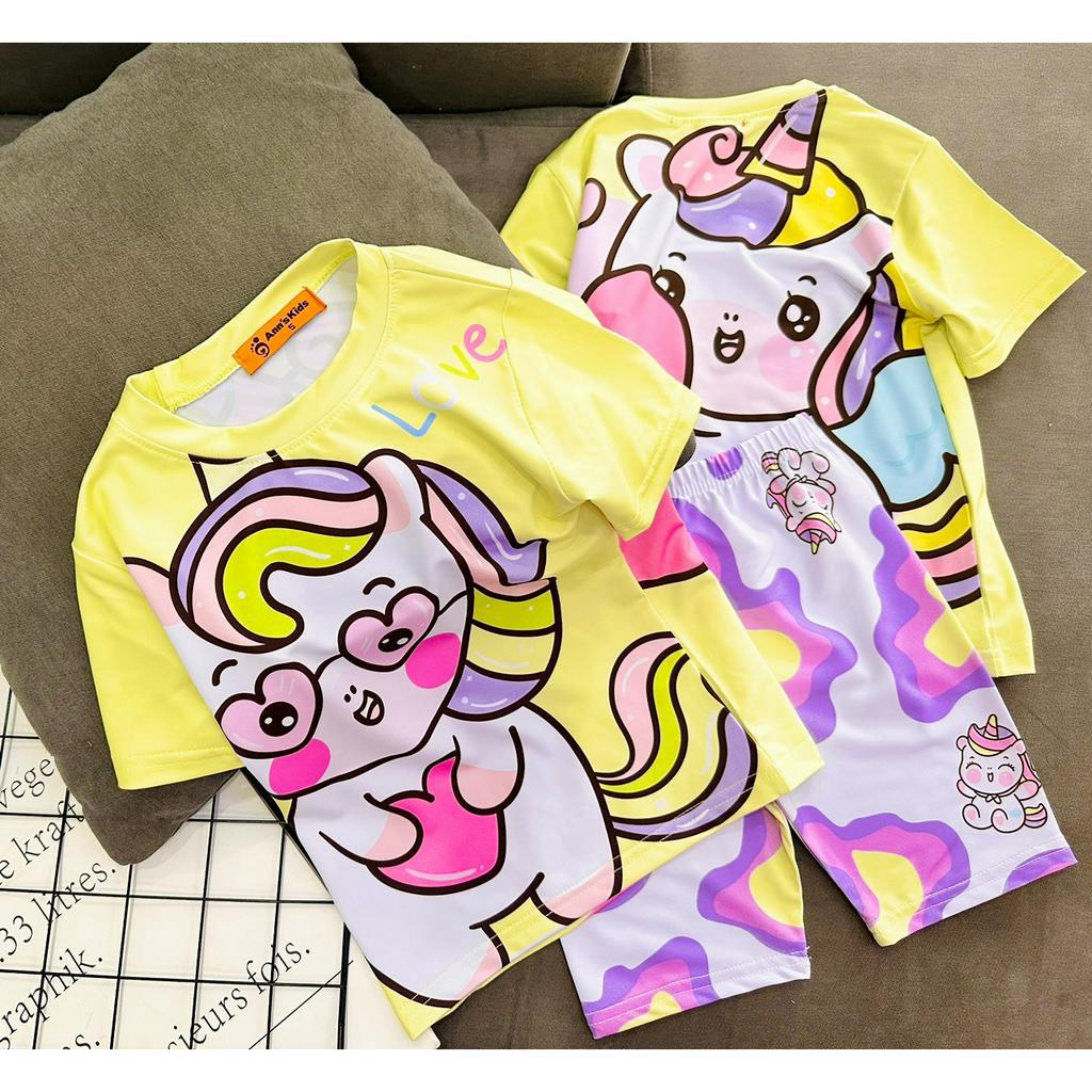 Bộ ngố tay ngắn quần đùi lửng thun lạnh 3D loại 1 AnnKid's siêu đẹp cho bé gái size từ 11 đến 23kg - pikakids