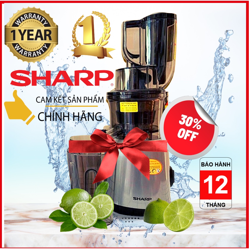 Máy ép chậm trái cây Hoa Quả Sharp Xuất xứ Thái Lan Công Suất mạnh 260W, Gấp đôi máy ép thường, không lẫn bã, chạy không