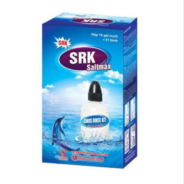 Bình rửa mũi SRK SALTMAX (Hộp 10 gói x 2,145g+ chai nhựa 240ml)