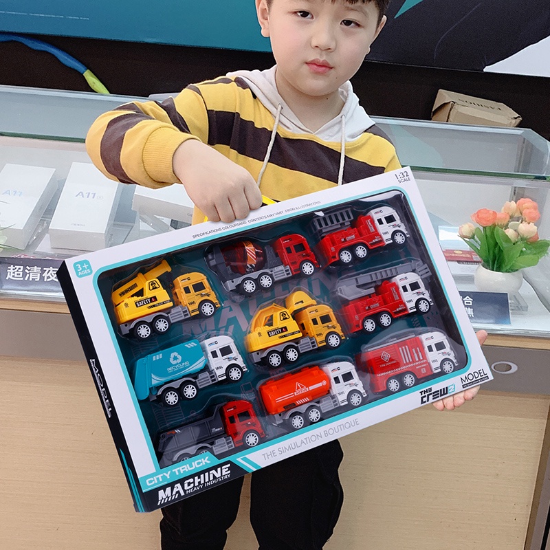 Bộ đồ chơi 9 xe ô tô mô hình đủ loại cho trẻ em đóng hộp đẹp thích hợp làm quà tặng cho bé