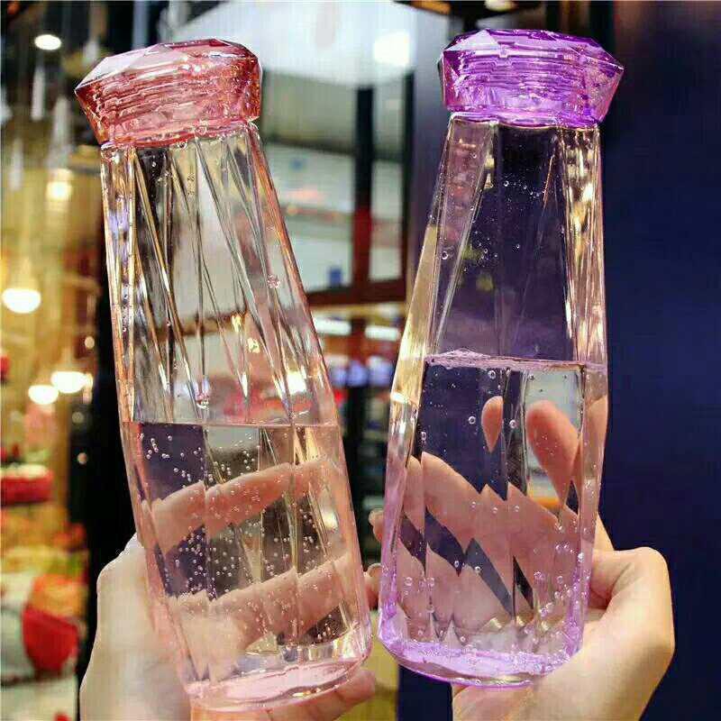 [RẺ VÔ ĐỊCH] Bình Đựng Nước Thủy Tinh Kiểu Dáng Kim Cương Nhiều Màu Xinh Xăn 350ml - Đồ dùng, dụng cụ nhà bếp