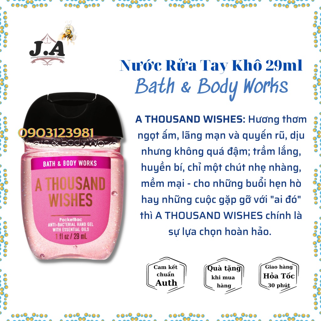 Gel / Nước Rửa Tay Khô Bath & Body Works Dung Tích 29ml