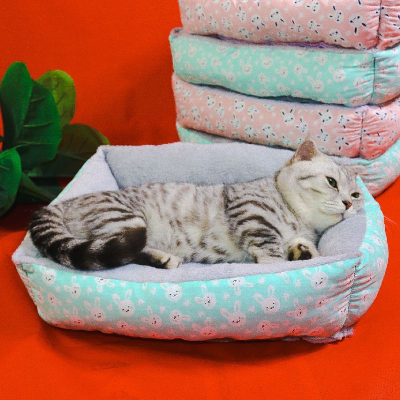 Nệm vuông/ Thảm nằm chó mèo hình thỏ dễ thương size 35x45 bé dưới 5 kg