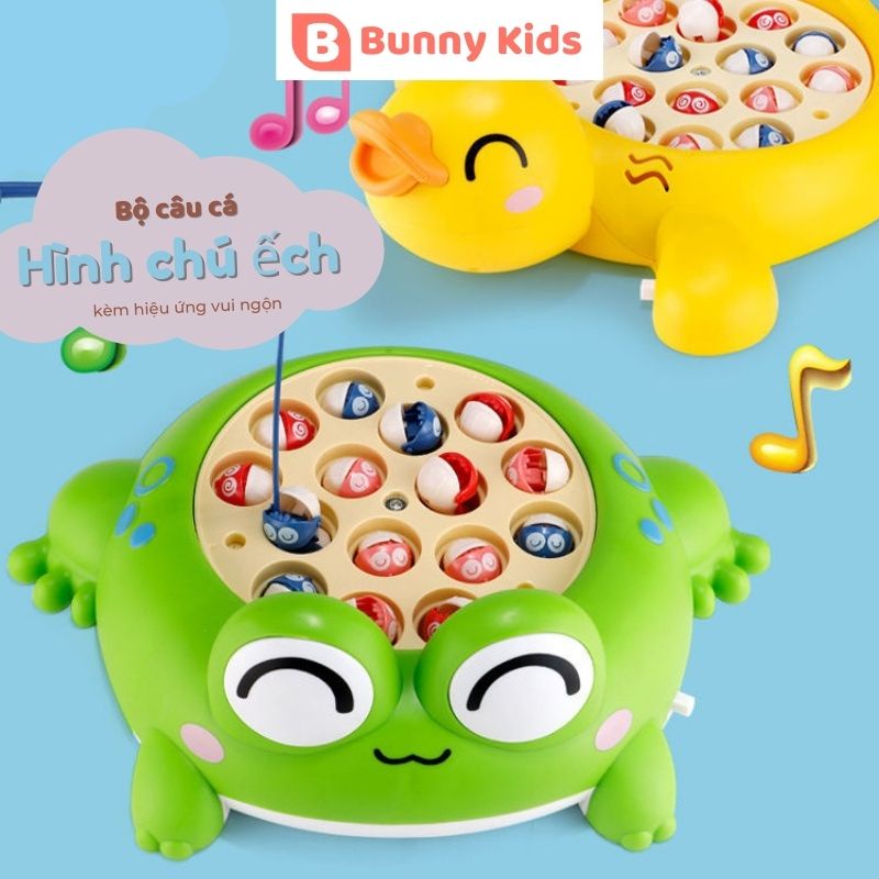 Bộ câu cá điện hình chú ếch kèm hiệu ứng vui nhộn, đồ chơi câu cá câu cá hình con ếch có nhạc sôi động cho bé