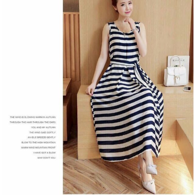 ĐẦM MAXI SỌC NGANG CAO CẤP