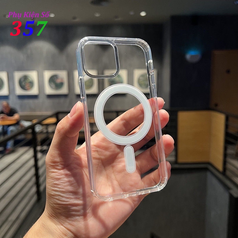 Ốp lưng iphone trong suốt từ tính Magnetic Case Chống Sốc Cao Cấp Cho iP X/XS đến 14 ProMax  -  hỗ trợ sạc không dây